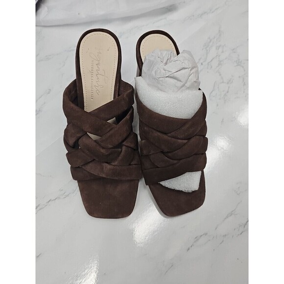 Journee Collection Womens Dorisa Brown Open Toe High Block Heel Size 6.5 NEW $65 - Picture 3 of 8